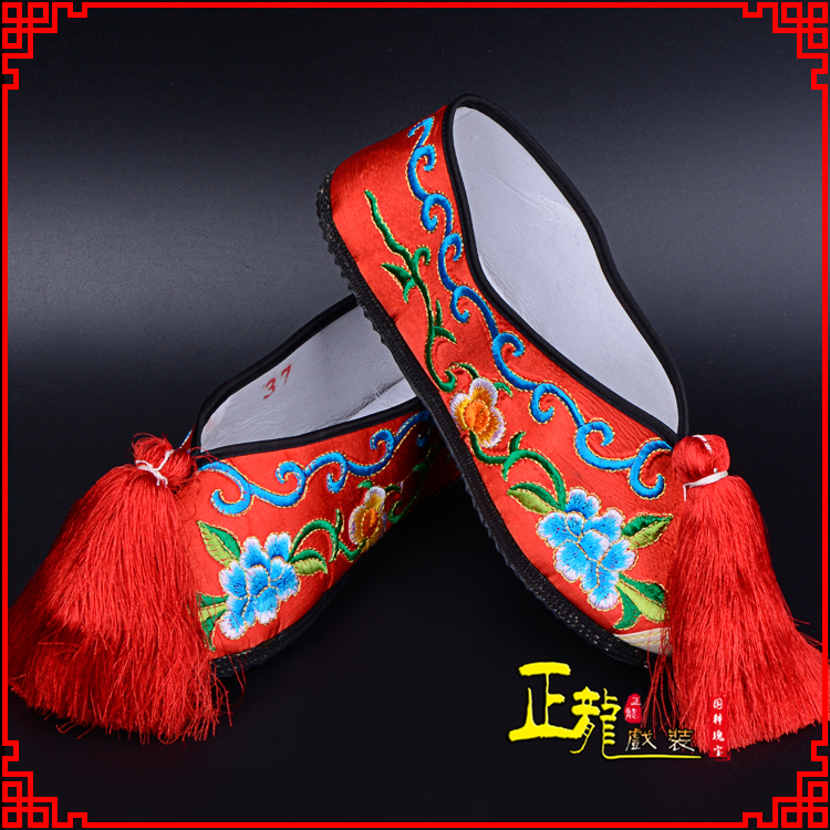 闸北京剧越剧戏曲彩鞋花旦绣花 普平底彩鞋
