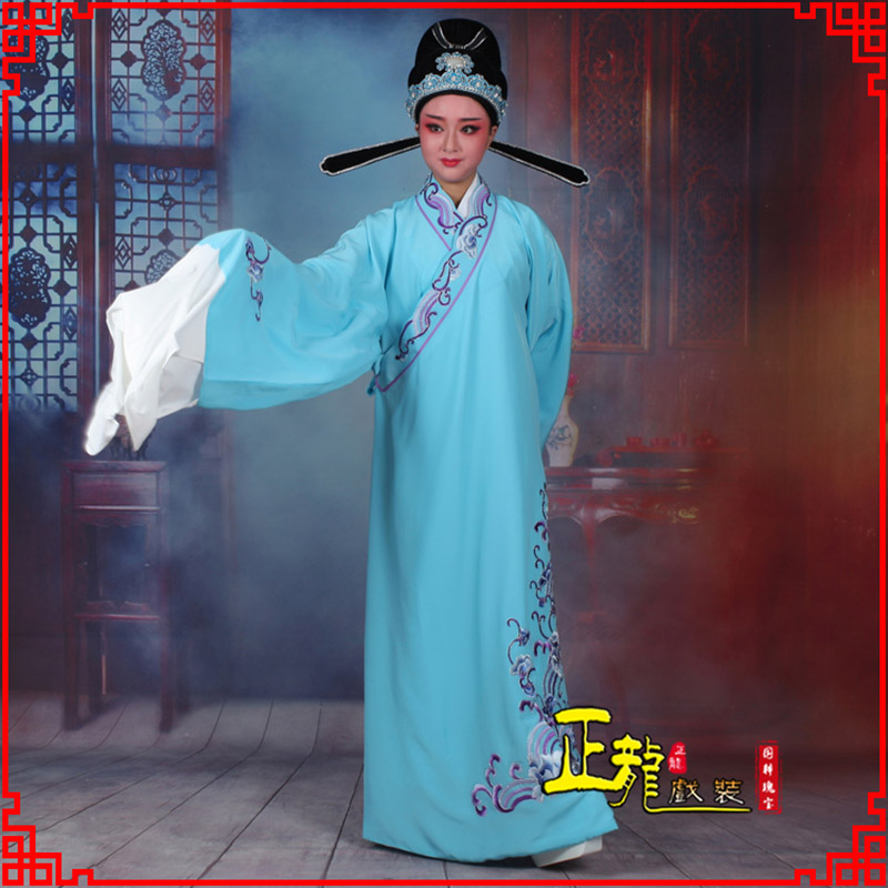 闸北梁祝才子唐伯虎黄梅戏古装褶子草波纹小生衣